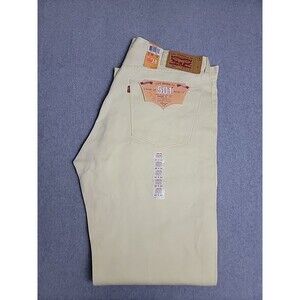 Levis Mens 501 Jeans 40x34 Straight Yellow Button Fly Yellow High Shrink Rigid